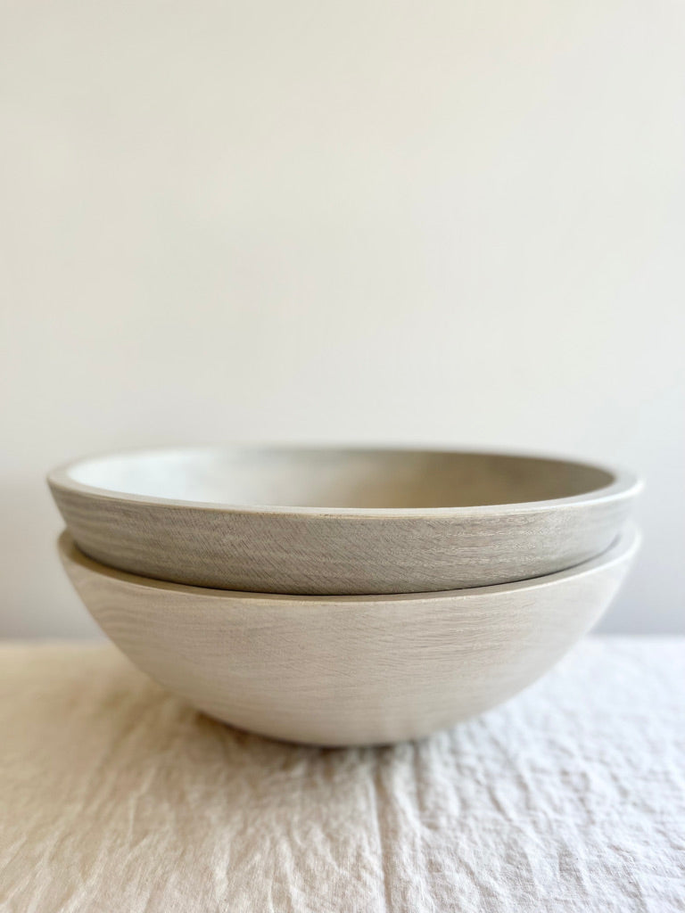 wooden serving bowls stacked
