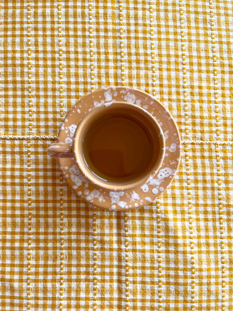 fasano espresso cups with splatter pattern in sienna top view