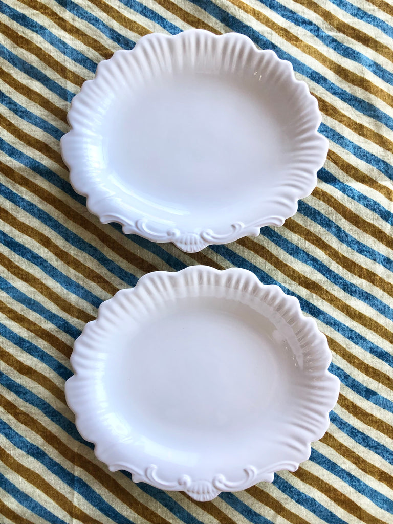 seashell dessert plate ceramic white 9 inch set