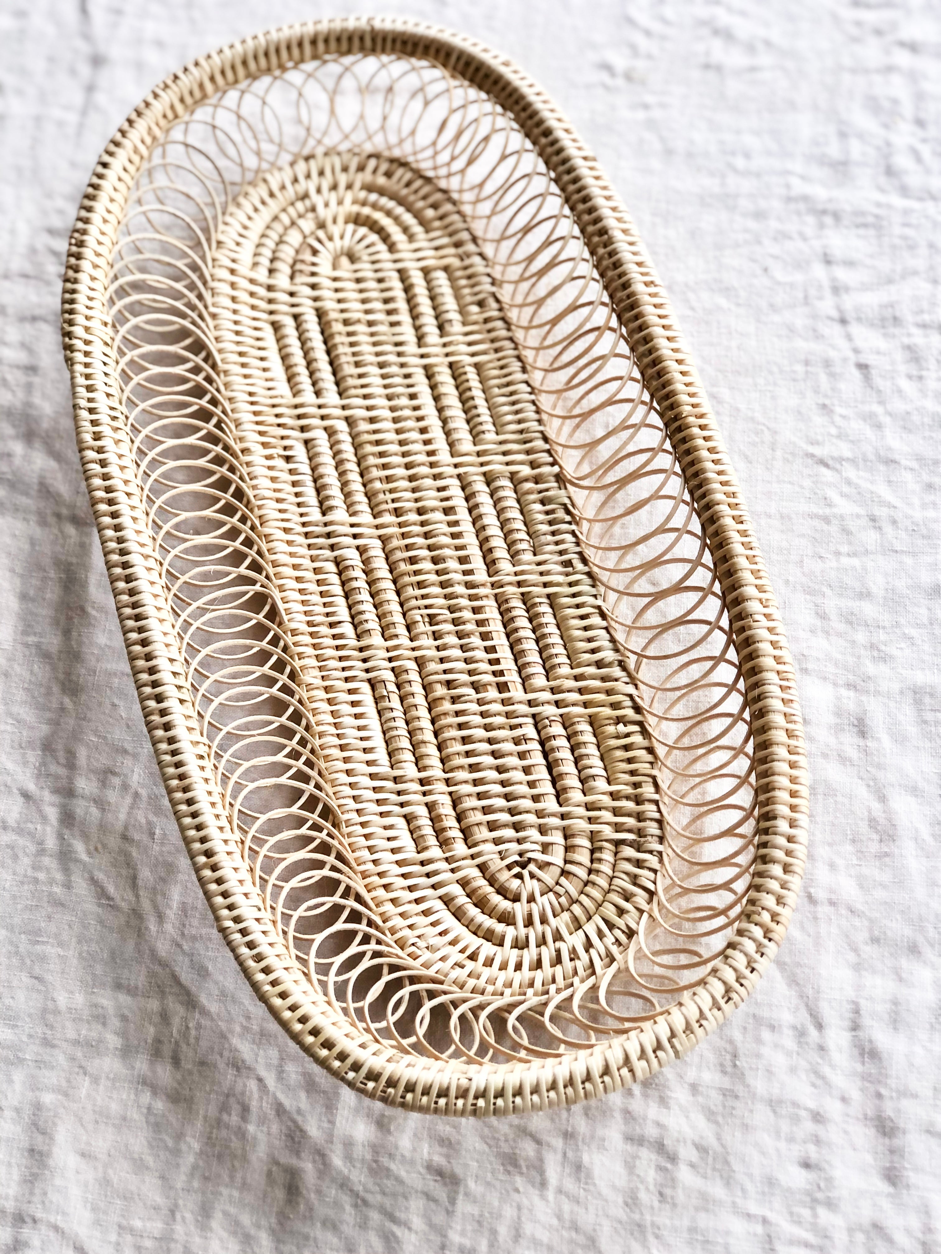 oval hand woven basket top view