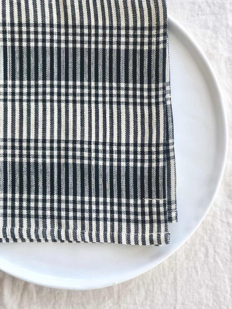 black and white striped cotton napkins 19" square