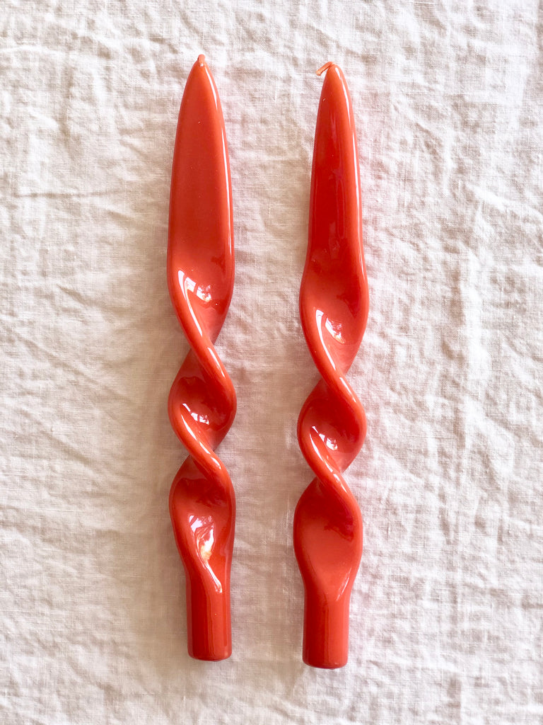orange twisted taper candles 11 inches tall