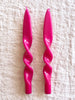 bright pink twisted taper candles 11 inches tall
