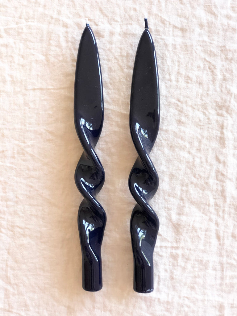 navy blue twisted taper candles 11 inches tall