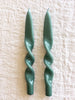sage green twisted taper candles