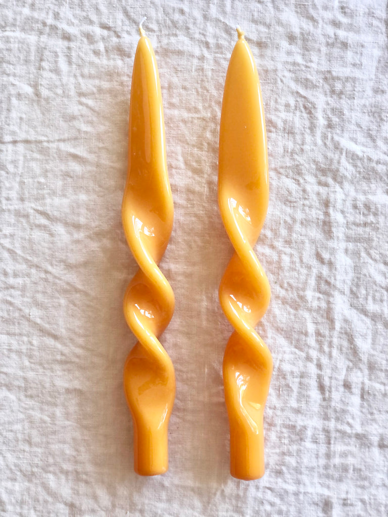 yellow twisted taper candles 