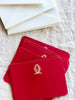 red gift enclosure by the printery 3.5" w x 2.5" h with white envelopes