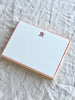 The Printery Acorn Note Cards white with orange edge 6.25 by 4.5 inches angled view