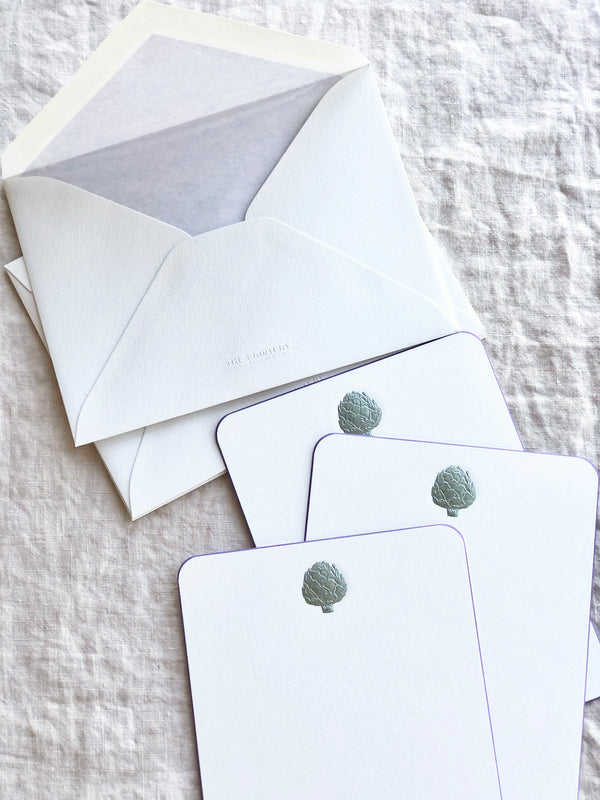 Green Artichoke Stationery with envelopes the printery