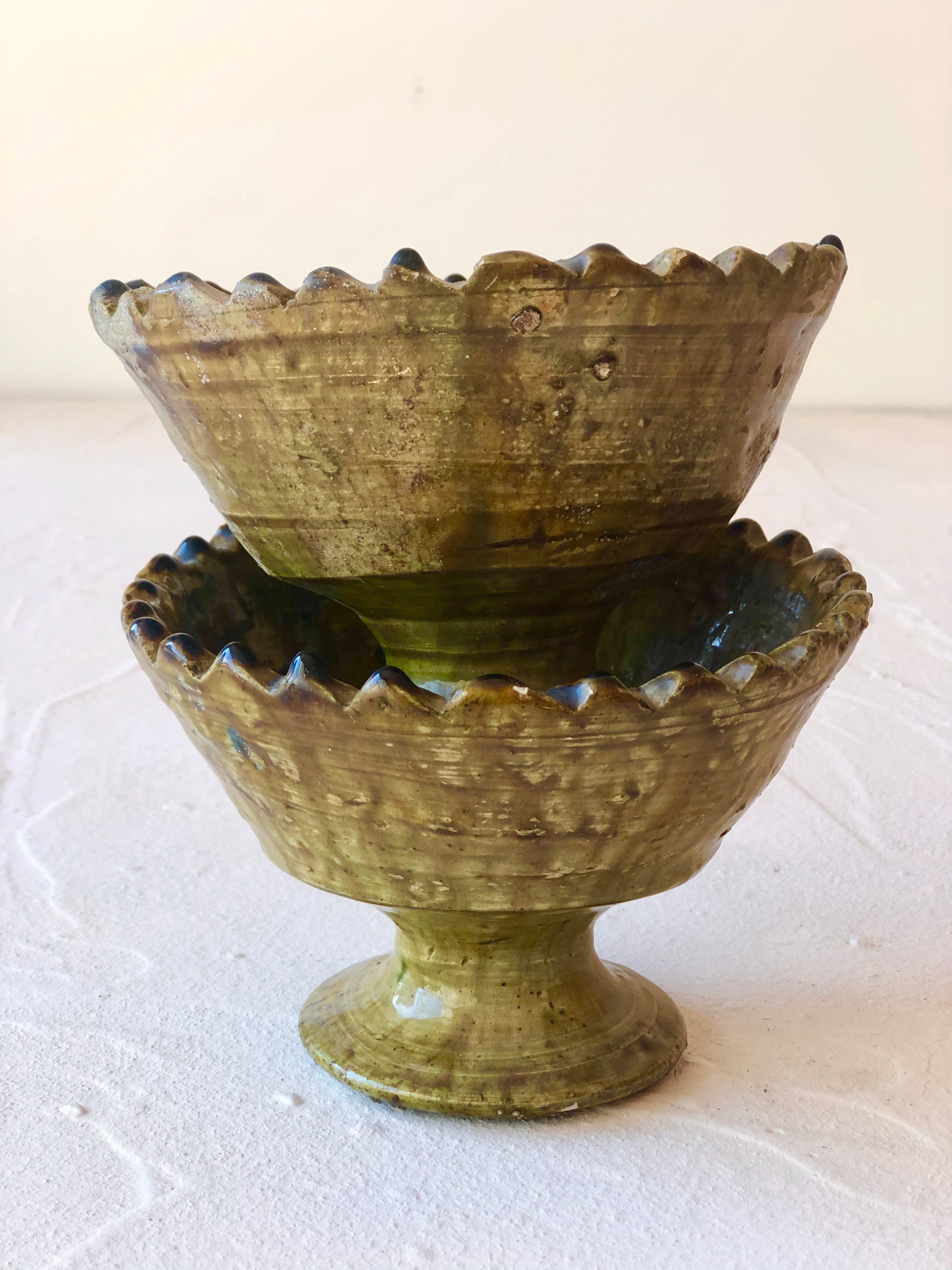 Tamegroute bowls 6 inch stacked on white table