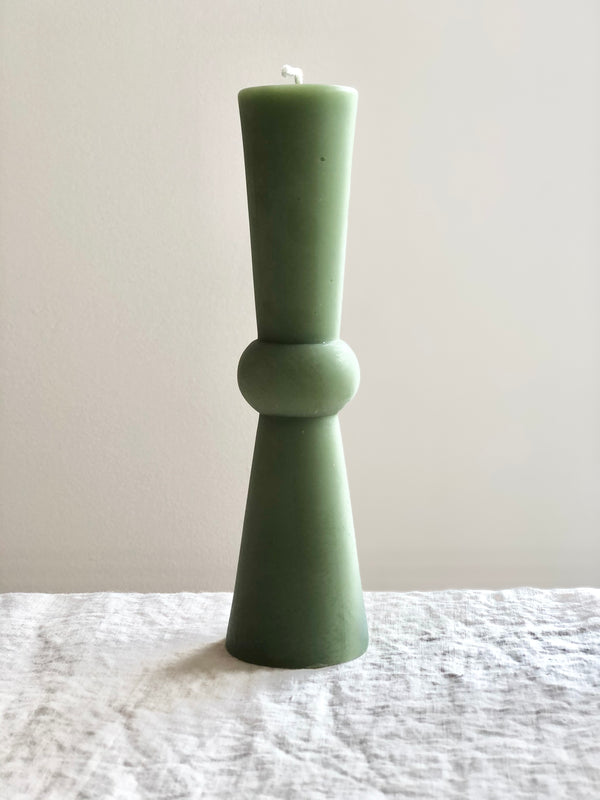 sage green beeswax pillar candle 8.75 inches tall