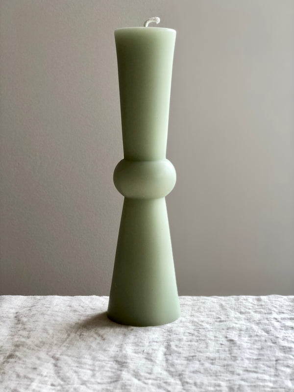 celadon green beeswax pillar candle 8.75 inches tall