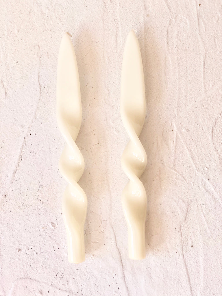 cream twisted taper candles 11"