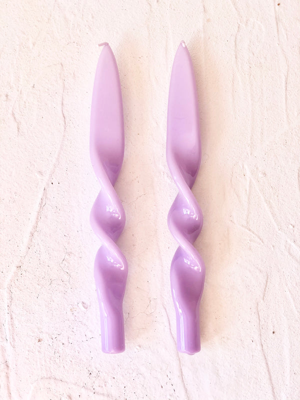 lavender twisted taper candles 11 inches tall