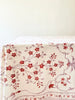 red and lilac floral print cotton tablecloth 