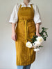 full length linen apron in mustard color