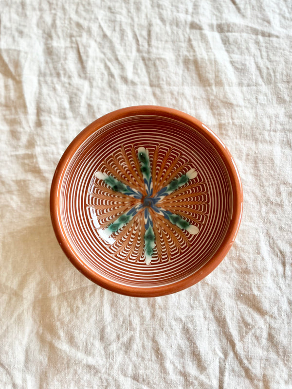 finger bowl with radial leaf design portocale color