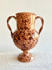 light brown amphora vase with dark brown speckle pattern 13 inches tall