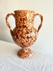 light brown amphora vase with dark brown speckle pattern 13 inches tall detail view