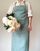 sage green linen apron full length