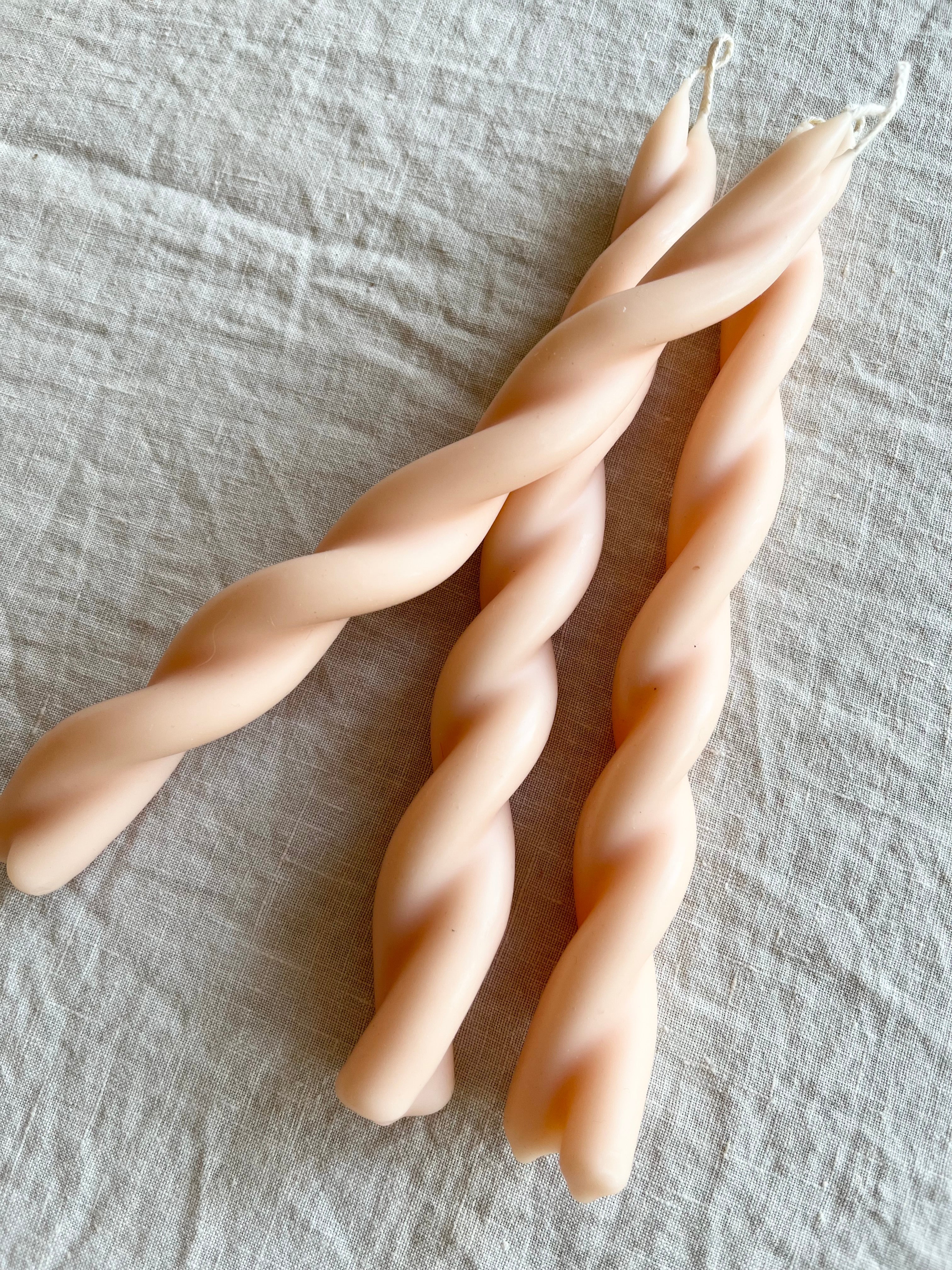 pink twisted taper candles 8.5 inches tall alternate view