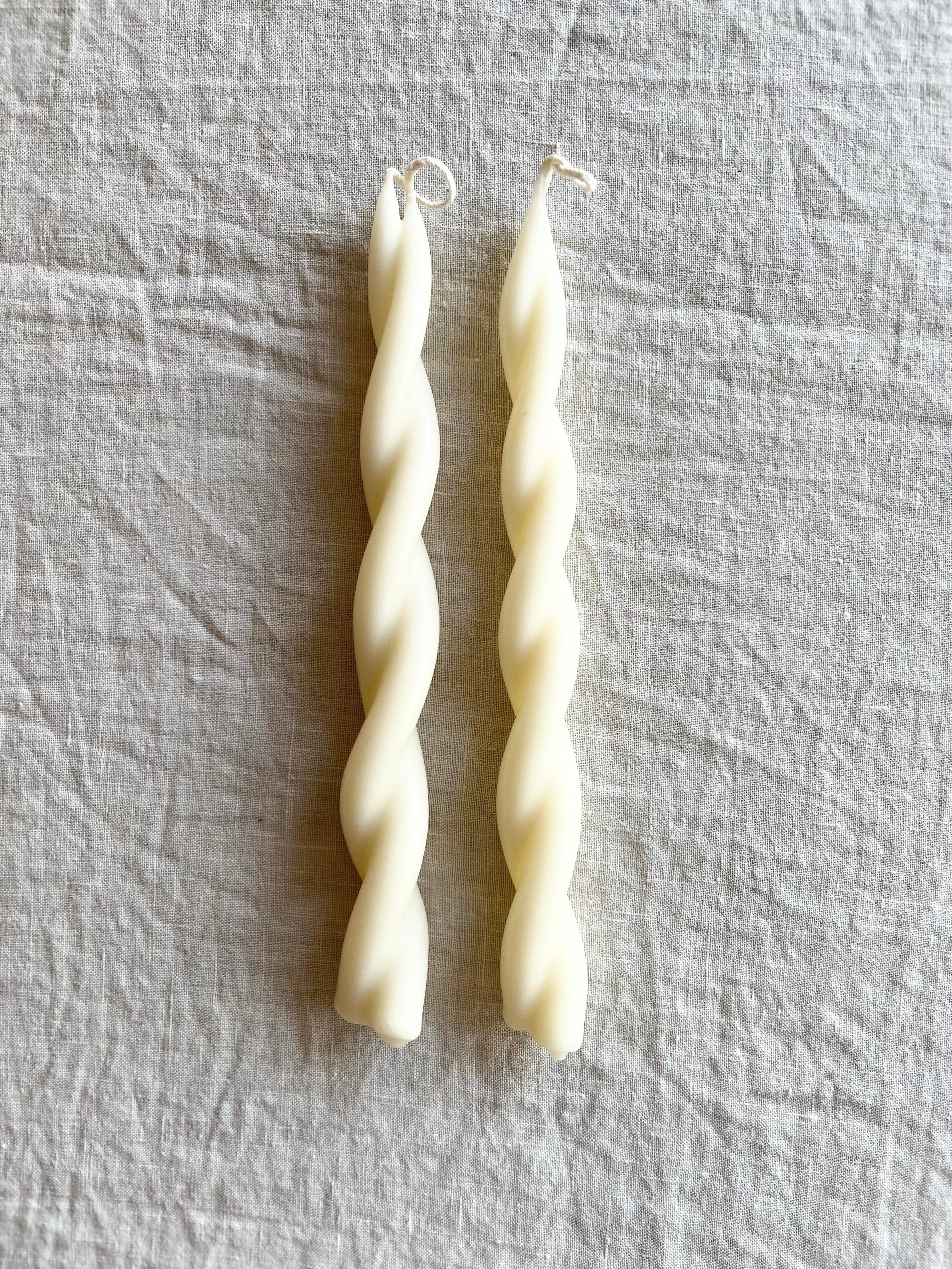 white hand-crafted twist taper candles