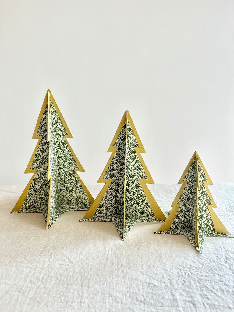 decorative paper christmas tree with green vine pattern