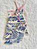 blue and white owl christmas ornament group of three