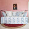 hand printed blue and white reversible quilt full/queen 94" by 96" on daybed