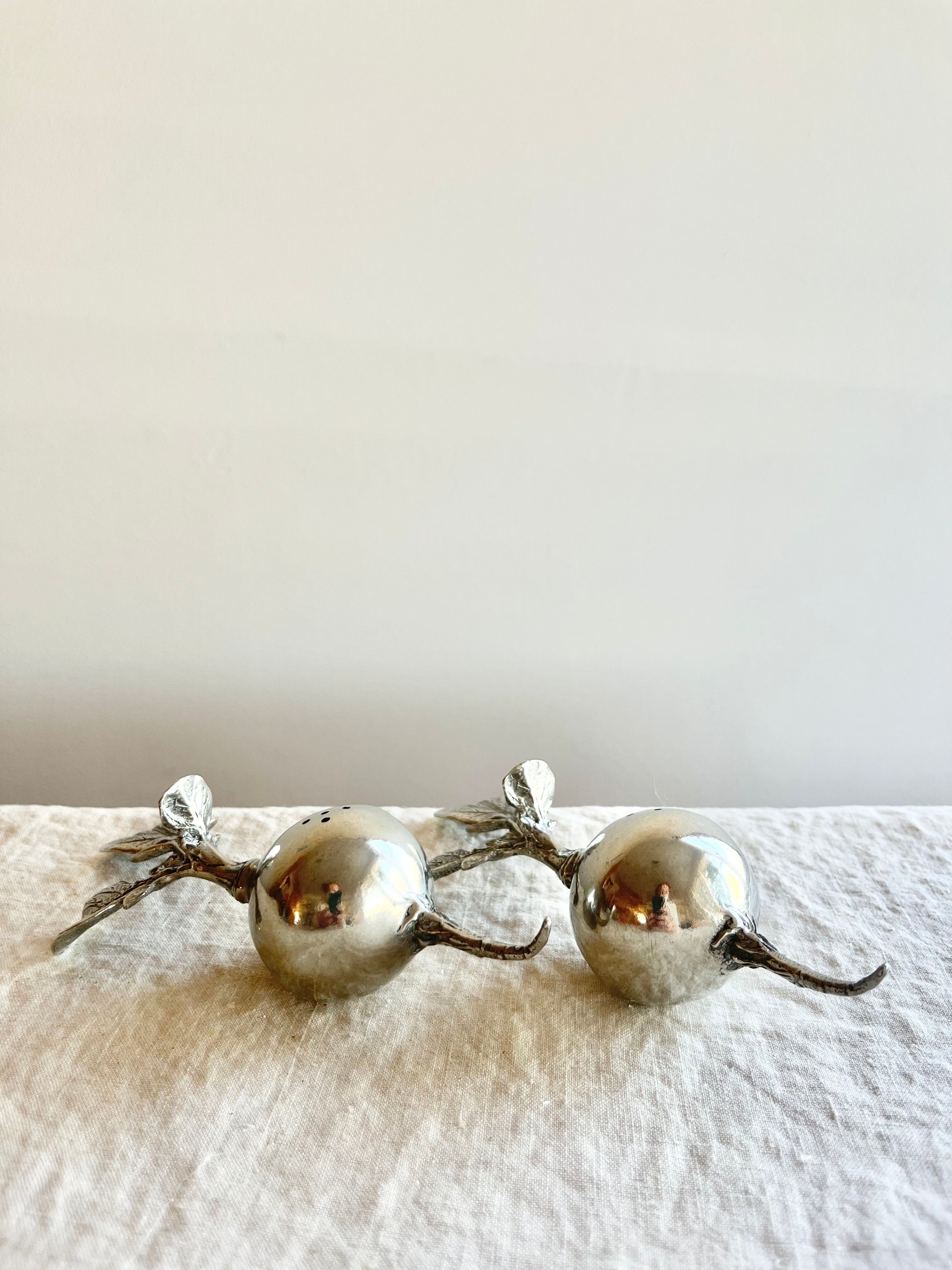 radish shaped pewter salt & pepper shakers