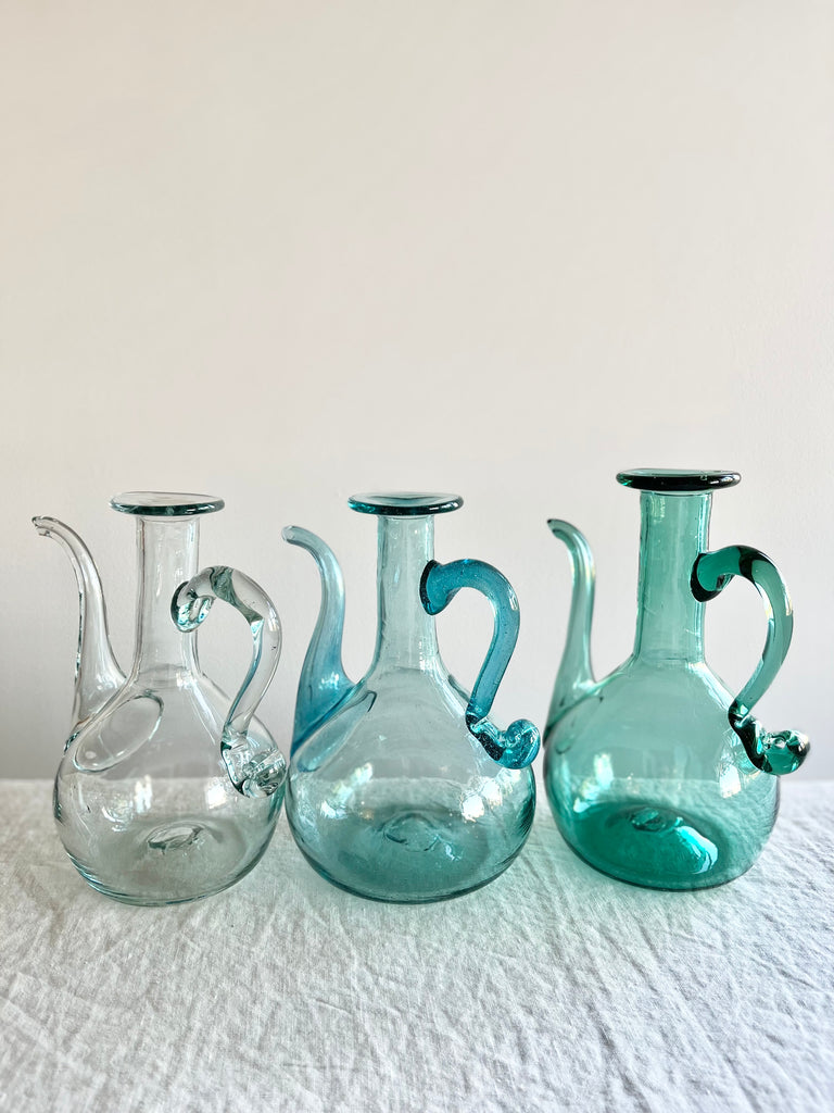 blown glass cruet by gordiola in three color options