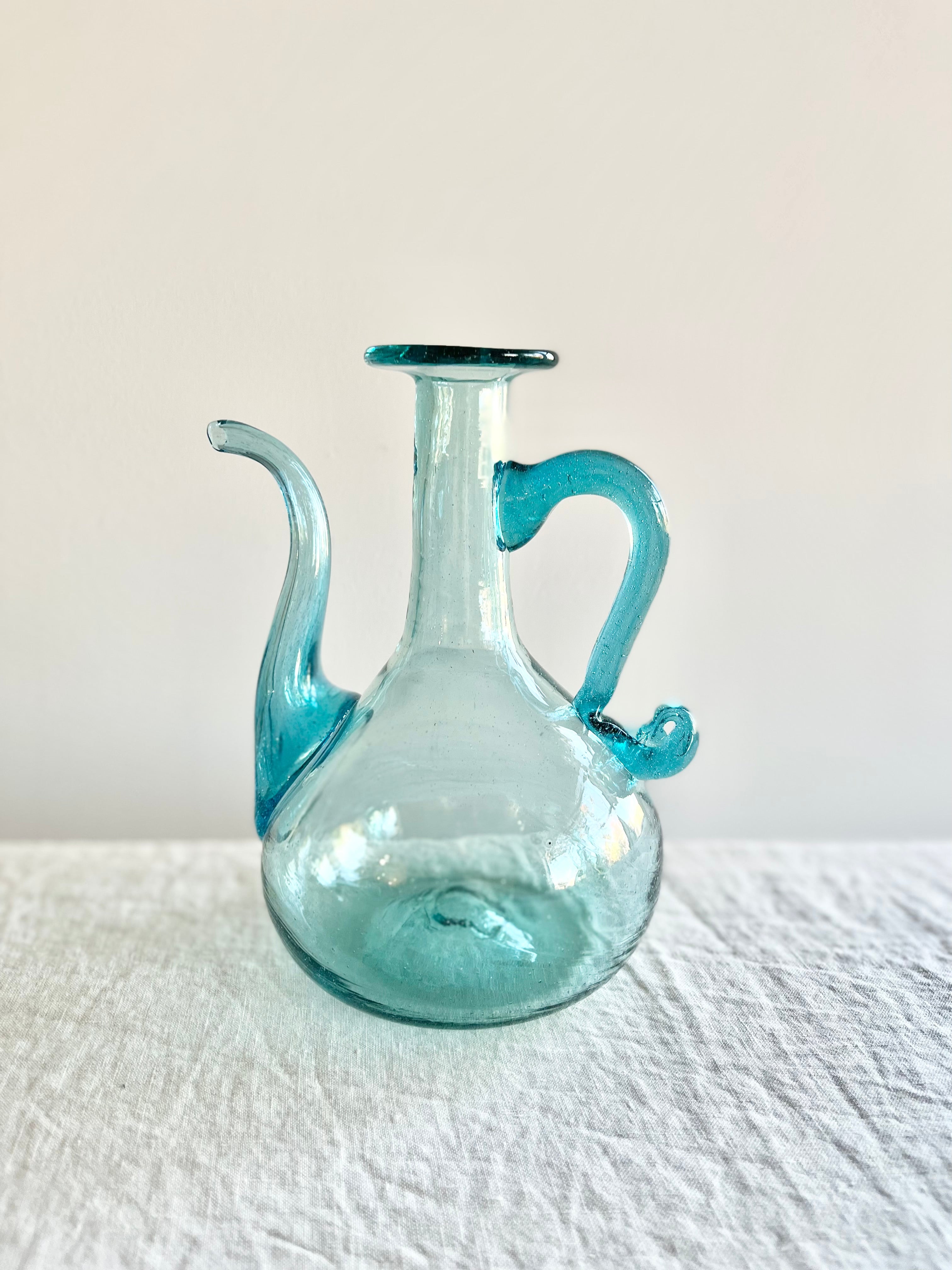 light blue blown glass cruet by gordiola