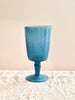 blue bubble glass goblet
