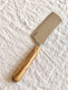 cheese cleaver with olive wood handle detail view
