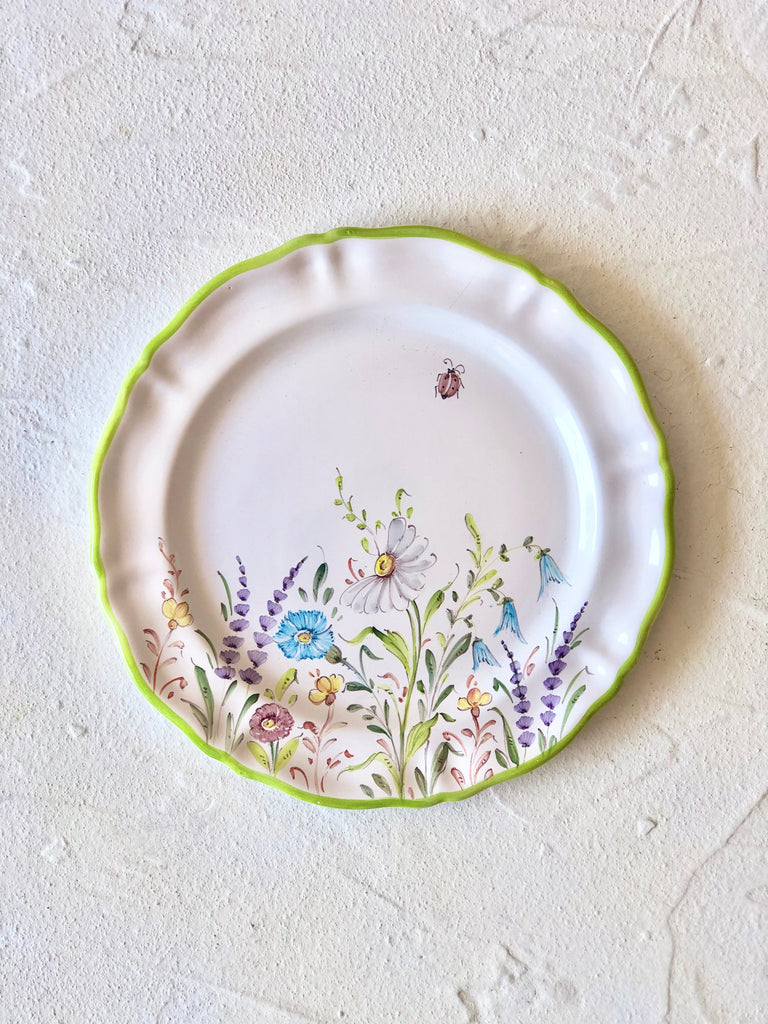 flower salad plates with green edge alternate view