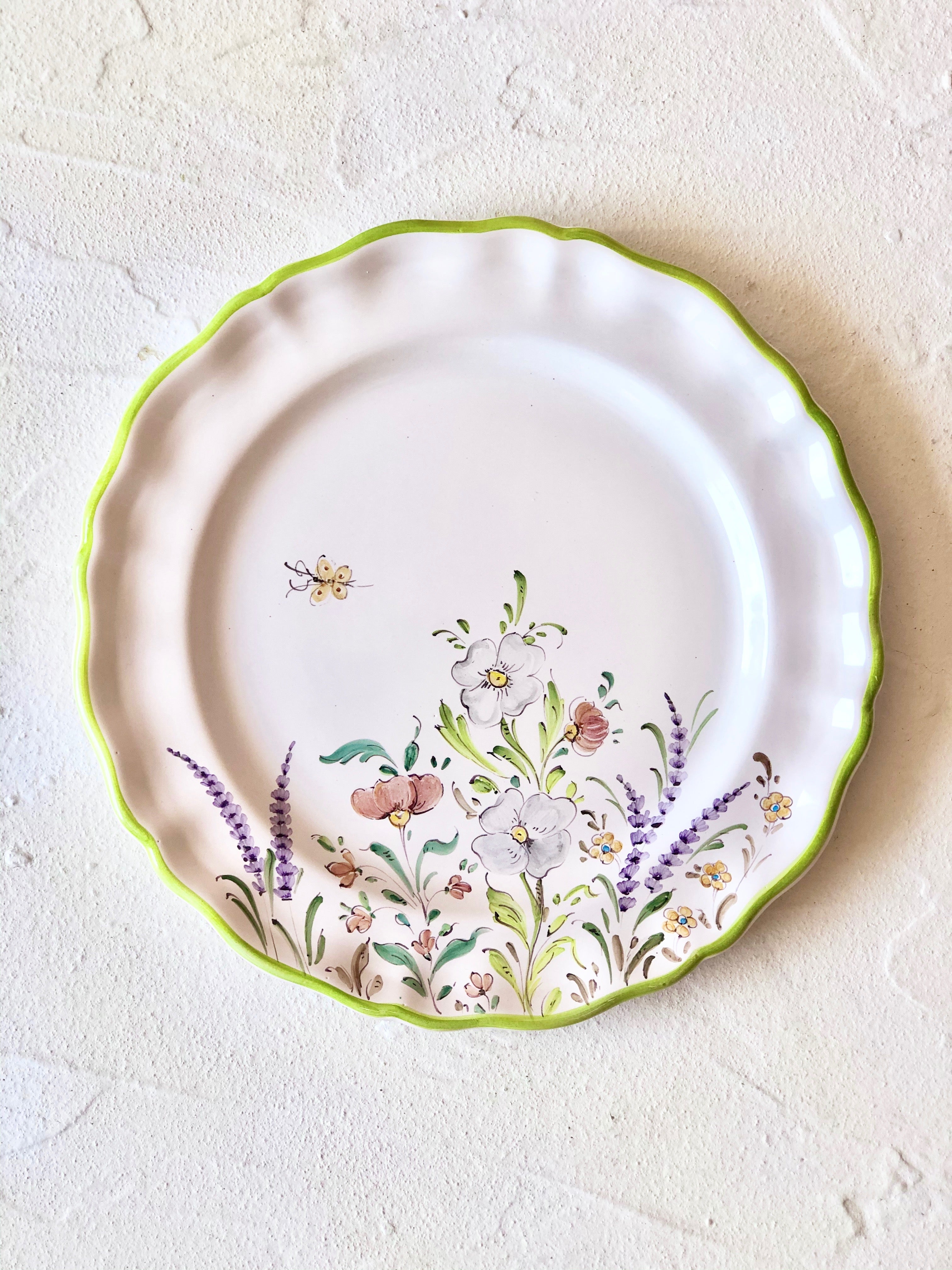 flower salad plates with green edge alternate view