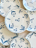 blue and white floral hand painted limoges porcelain dinner plate detail view