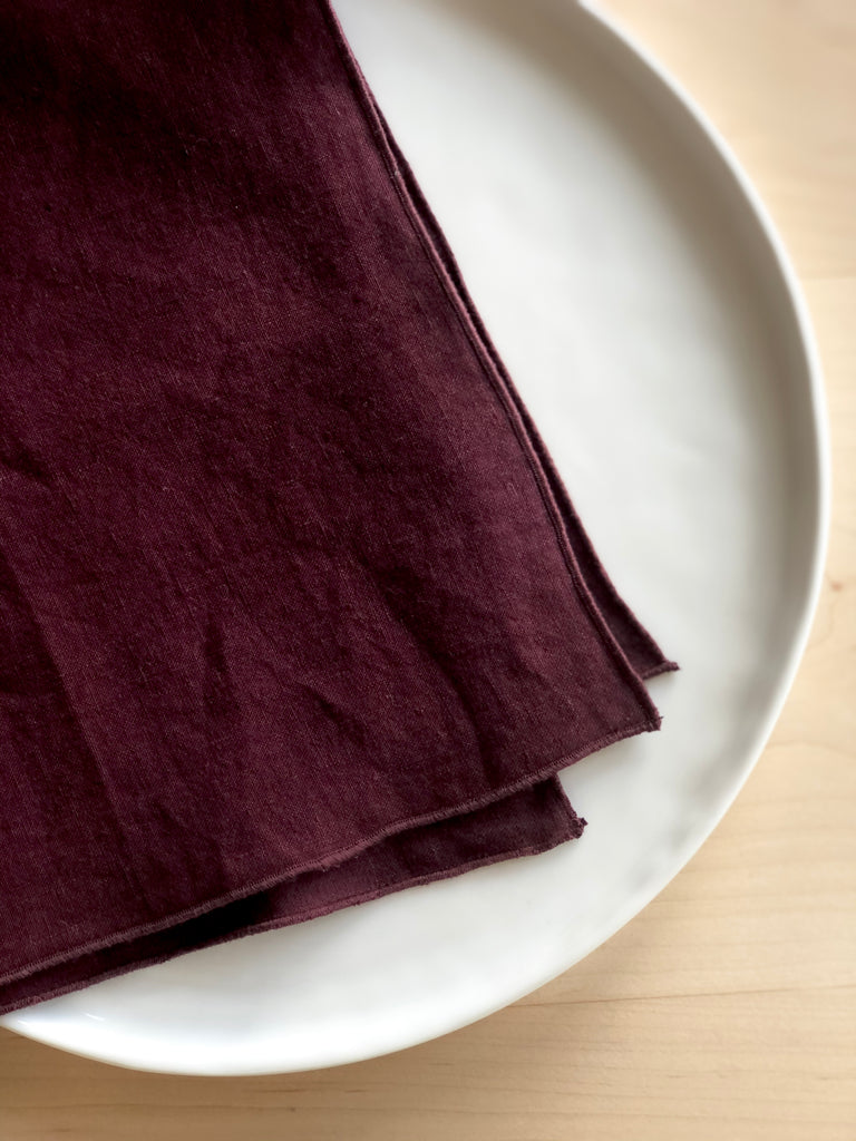 dark red rolled edge linen napkins with dark red edge 18 inch square