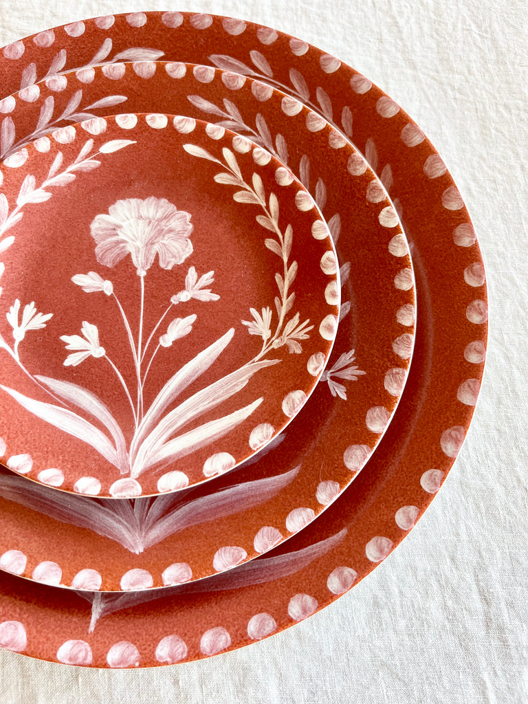 Porcelain Dinner Plate close up stacked
