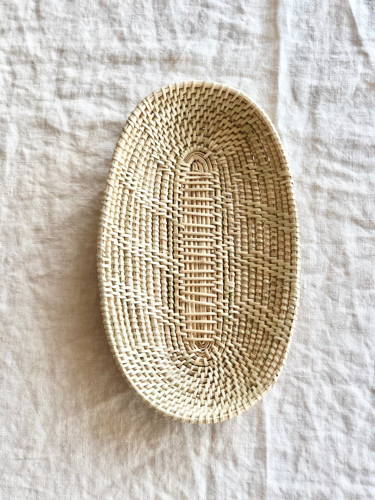 little woven oval basket close up