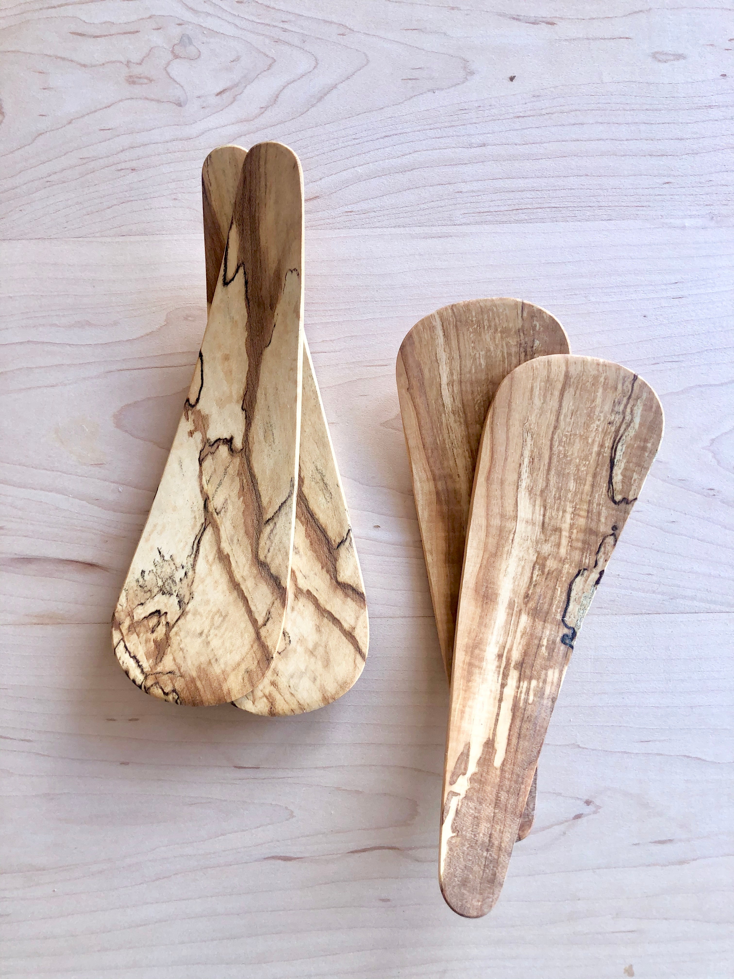 spalted maple wood salad servers