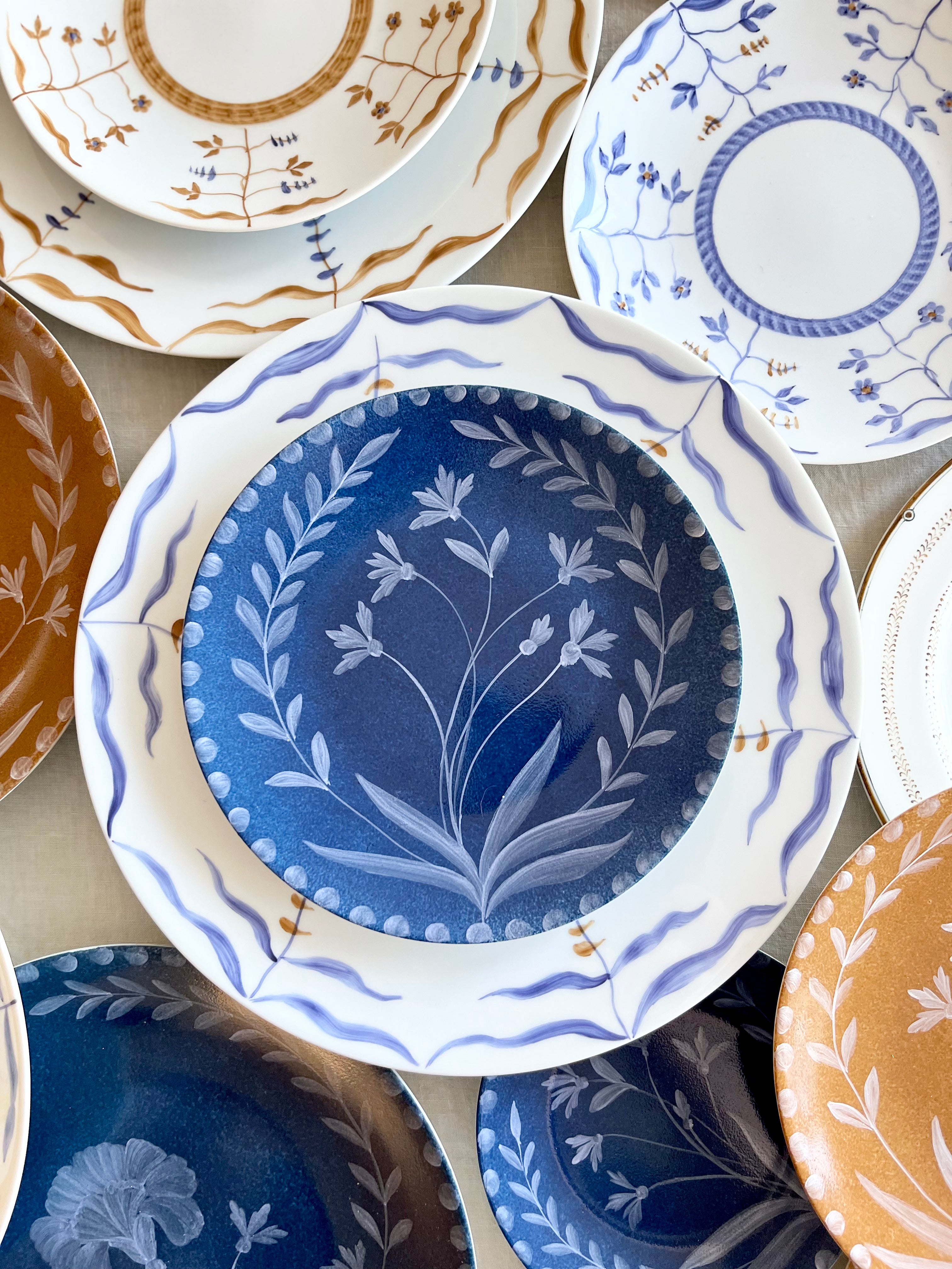 Lapis Porcelain Bloom Dinner Plate by Marie Daage