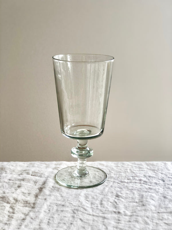 clear hand blown wine glass 6 inches tall 8 oz