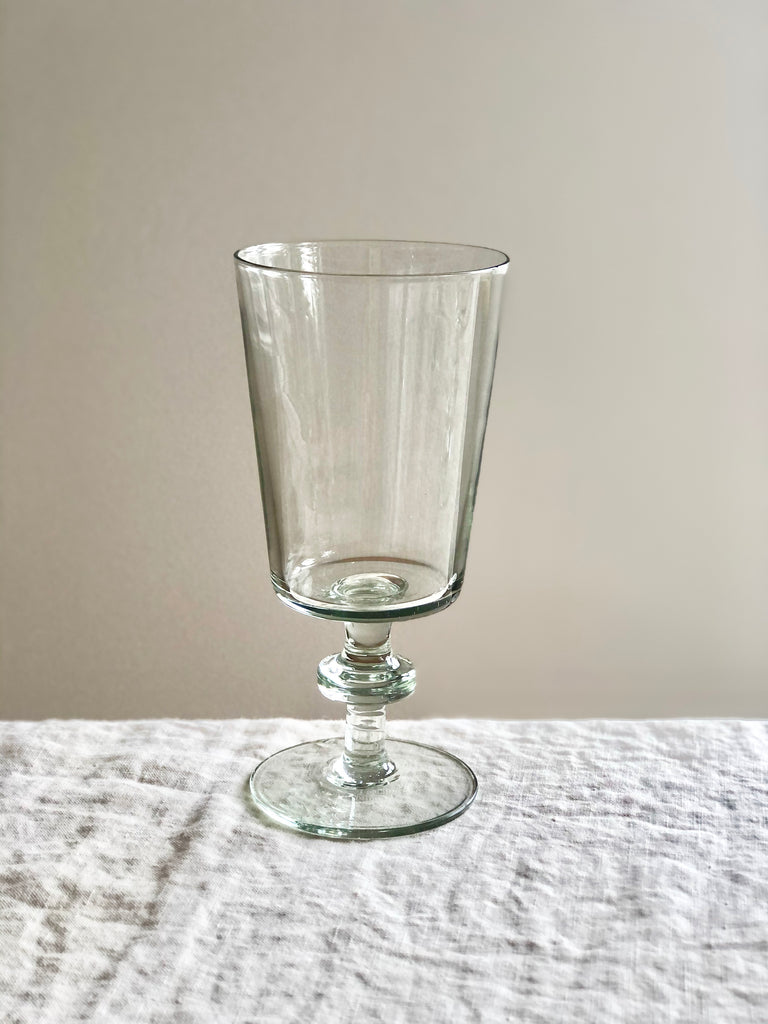 clear hand blown wine glass 6 inches tall 8 oz