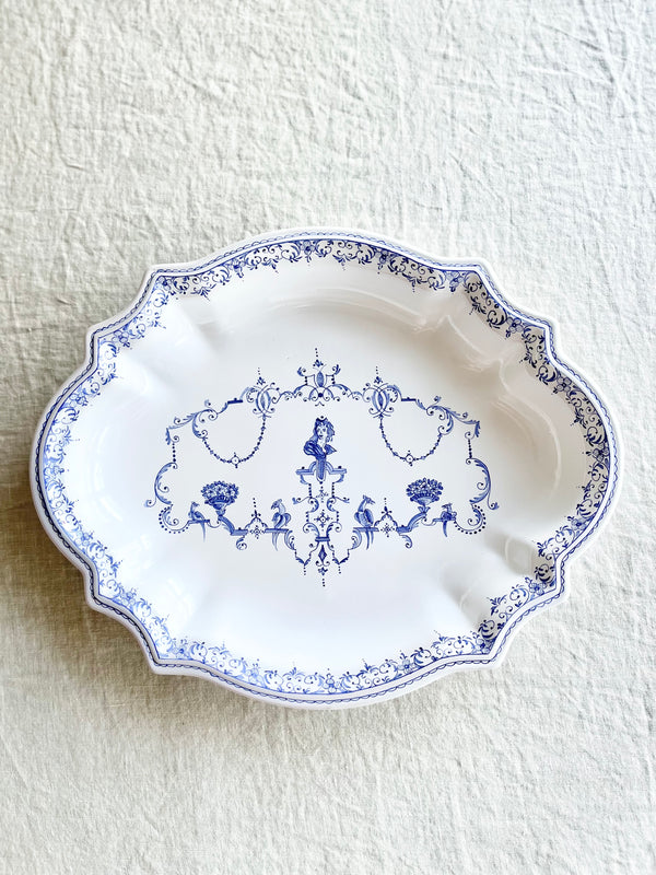 hand painted faience blue and white platter