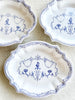 hand painted faience blue and white platter in group of three