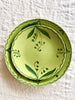 lime salad plate with green floral design 8.5 inch stacked