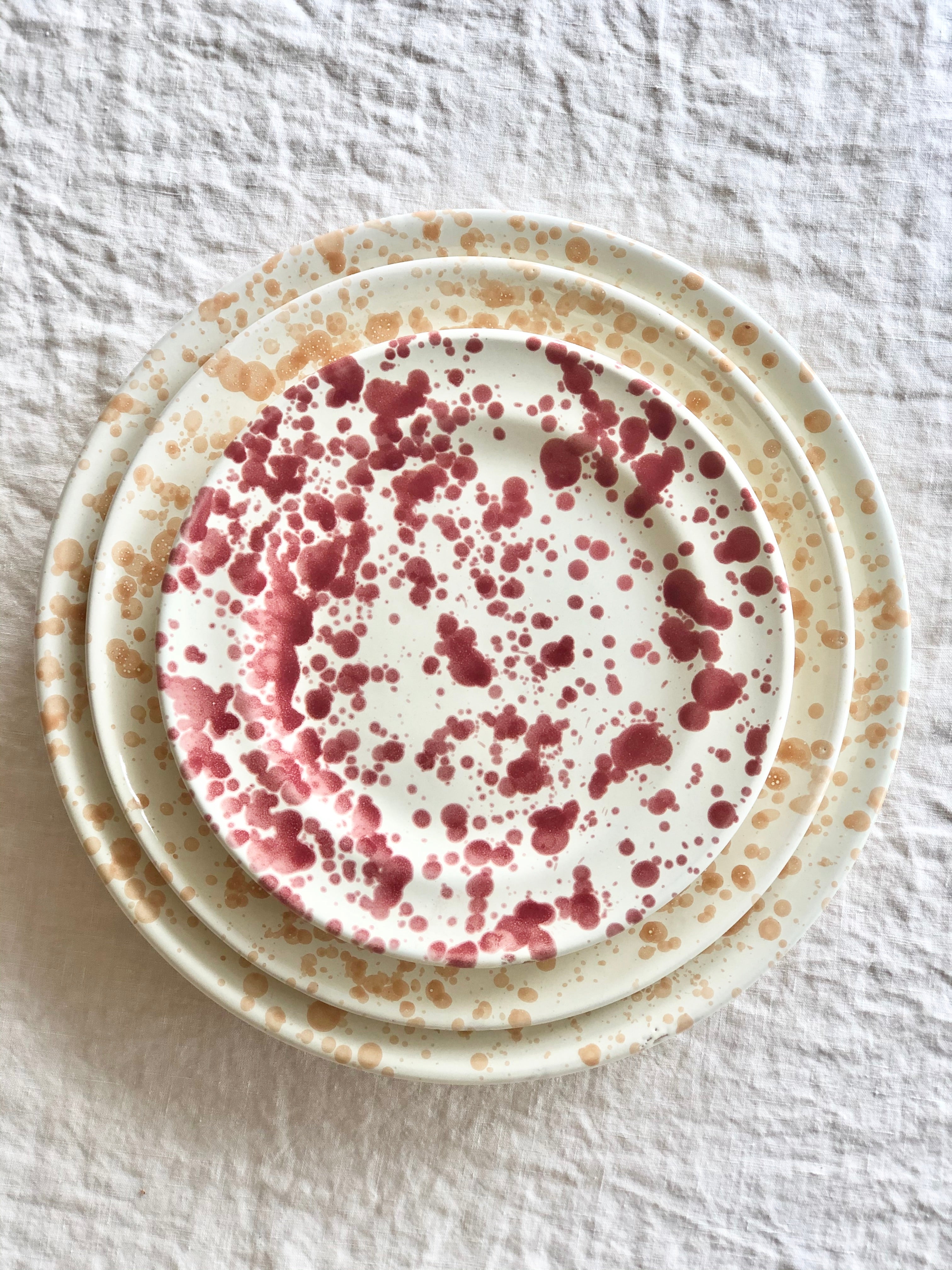 cream fasano dinner plate with light brown speckle pattern with salad plate