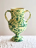 amphora vase in green and cream speckle pattern