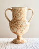 cream amphora vase with light brown speckle pattern 13 inches tall